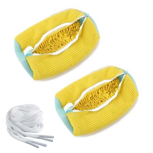 2PCS Laundry Shoe Bags for Washing Machine (Yellow) - color: Yellow