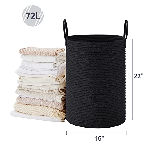 VIPOSCO 72L Tall Woven Laundry Basket Hamper, Black - color: Black, size: 72L