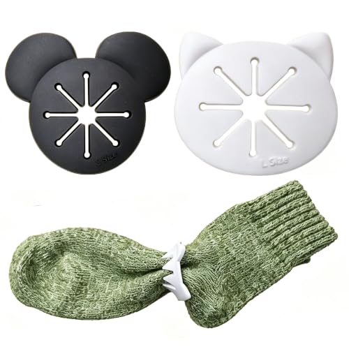 Cooplay 20 Set Mouse and Cat Sock Rings Holders, Cute Clips, Locks Washing Sorters Laundry Storage Organization for Washing, Dryer Machine, Soft Rubber Keepers