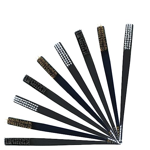 Hitefu 9PCS Mini Wire Brush Set, Nylon + Stainless Steel + Brass