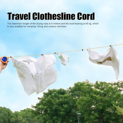 Clothesline Cord - Adjustable 10m Laundry Drying Rope with ABS Hooks for Camping, Hotel, Backyard, Indoor & Outdoor Use (Compact 10x7.5x4.5cm)‌