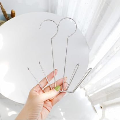 10 Pack Stainless Steel Shoe Drying Rack with Hooks, Multi-Function Hanging Shoe Holder for Shoes and Insoles, Balcony Laundry Shoe Hanger for Home and Outdoor Drying