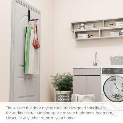 Over the Door Hanger, 2 Pack Foldable Over Door Drying Rack for Laundry - color: Black