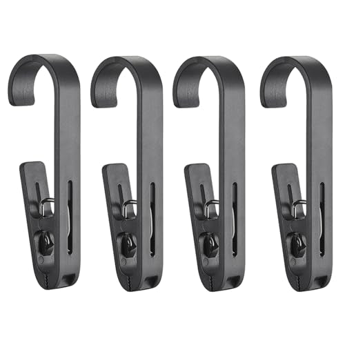 Large Laundry Hook Clothes pins Sock Clip Laundry Clips with Springs, Strong Plastic Clothes Drying Line Pegsfor Home Kitchen Outdoor Trip4Pcs (Black) - color: Black
