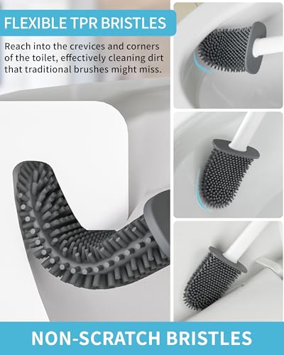 MR.SIGA Toilet Brush and Holder Set, Wall Mounted Toilet Bowl Brush, White - color: White