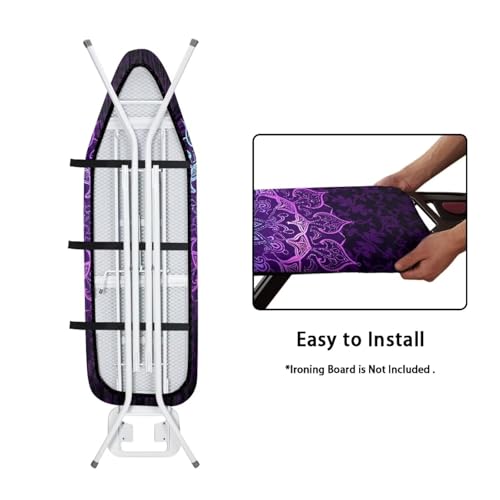 Home Ironing Board Cover, Boho Flower Heat Reflective Tie-Dye Ironing Board Cushion with Elastic Edge, Standard Size - color: Boho Flower