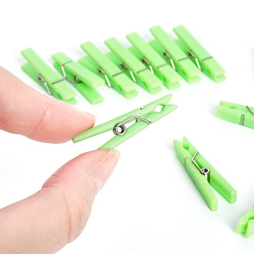 60Pcs Mini Clothespins for Baby Shower Games Green Clothes Pins 1.4 Inch - color: Green