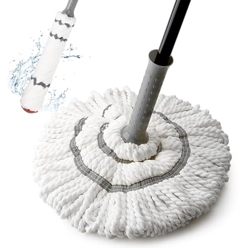 KeFanta Self-Wringing Twist Mop for Floor Cleaning with 57 " Long Handle - color: Gray&white Twist Mop