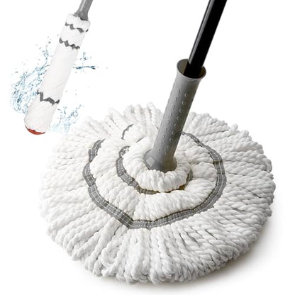 KeFanta Self-Wringing Twist Mop for Floor Cleaning with 57 " Long Handle - color: Gray&white Twist Mop