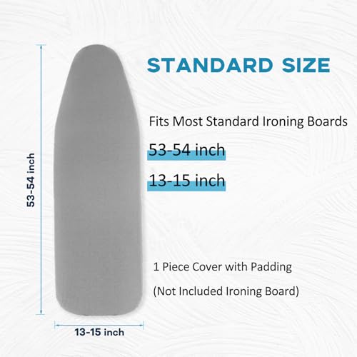 RAINHOL Ironing Board Cover and Pad 15x54, Grey Standard Size - color: Gray, size: 54"L x 15"W