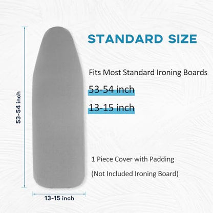RAINHOL Ironing Board Cover and Pad 15x54, Grey Standard Size - color: Gray, size: 54"L x 15"W