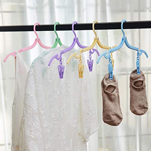 Portable Travel Clothes Hangers with Clips, Foldable Drying Rack