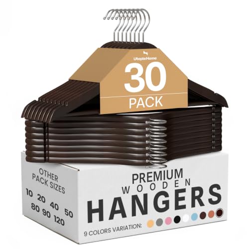 Utopia Home Wooden Hangers 30 Pack – Slim Suit Hangers Vintage - color: Vintage, size: Pack of 30