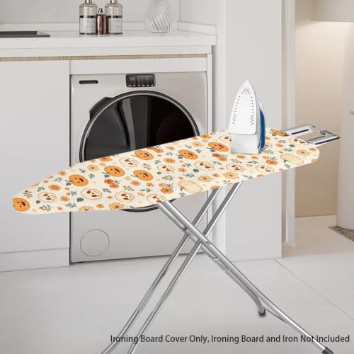 Halloween Pumpkin Ironing Board Cover and Pad 16 x 55 Inch Iron Board Cover with Elastic Edge & Adjustable Fastener Resist Scorching and Staining Extra Thick Padding - color: Halloween Pumpkin5