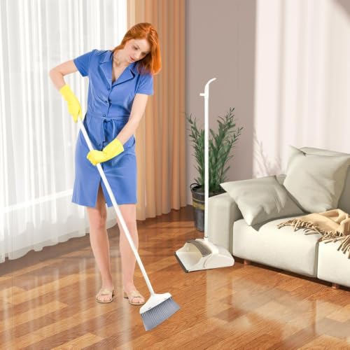 Dustpan Brush Set (White and Brown) - color: White and Brown