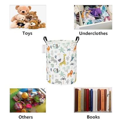 QUEENLALA Foldable Waterproof Round Fabric Laundry Basket Home, Animal - color: Round-Animal