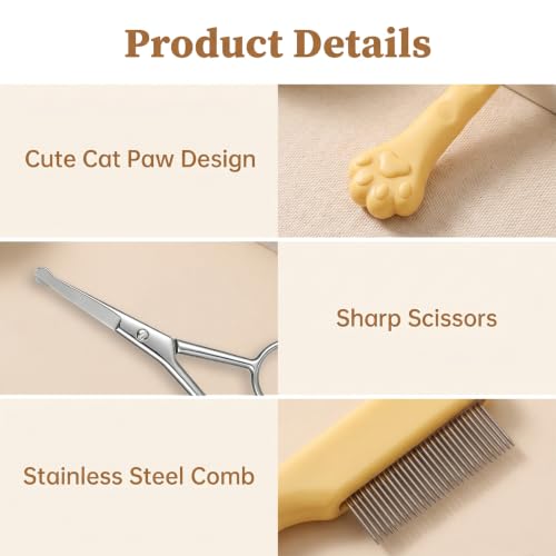 Pet Eye Comb and Scissors Set, Tear Stain Remover for Dogs Cats
