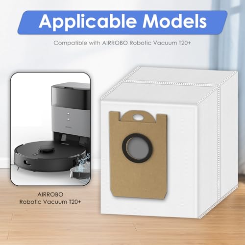 (6 Pack) T20+ Replacement Dust Bags Compatible With Airrobo T20+ Robotic Vacuum Cleaner, Accessories Kit, Large Capacity, Vacuum Bags - color: T20+ Dust Bags(6 Pieces)