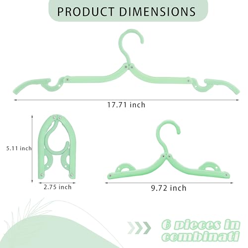 6PCS Portable Folding Clothes Hangers Clothes Drying Rack for Travel (Green) - color: Green