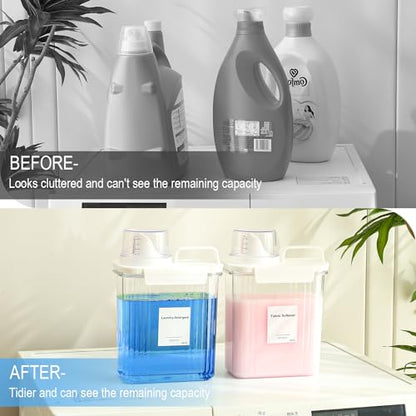 64 OZ Laundry Detergent Dispenser, Liquid Laundry Soap Dispenser, Fabric Softener Dispenser, Scent Booster/Laundry Powder Holder & Container, Laundry Room Organization and Storage, 2PACK - color: 2p