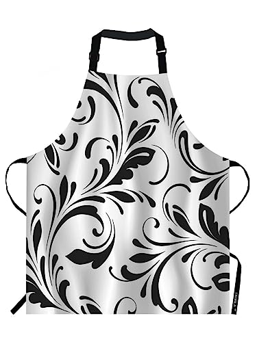 EKOBLA Paisley Pattern Aprons Swirl Leaf Branch Beautiful Decorative Ornament Fabric Waterproof Resistant Chef Cooking Kitchen BBQ Adjustable Aprons for Women Men 27x31 Inch - color: Multi-a103