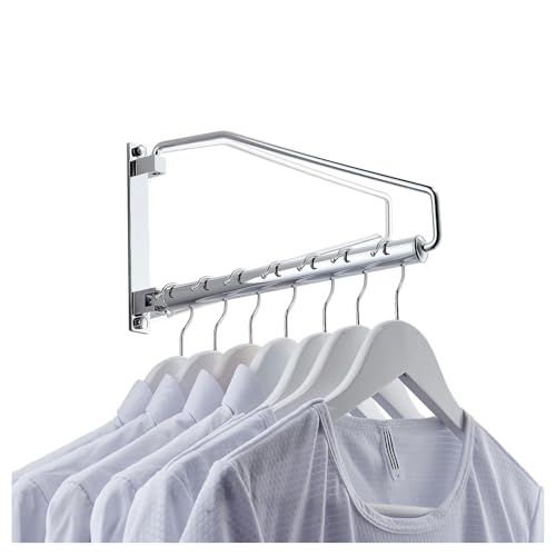 NEWRAIN Laundry Hanger, Wall Mounted Clothes Hanger with Swing Arm Holder Brass Hanging Drying Rack Space Saver,Chrome - color: Chrome, size: Triangle