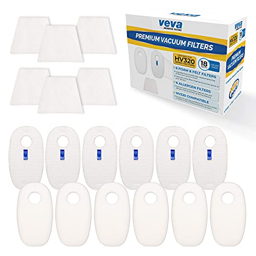 VEVA Premium Vacuum Filter Set with 6 Allergen, 6 Foam, 6 Felt Filters for Shark Rocket Vacuums Model HV319Q, 320, 321, 322, 324, 325 and UV330, 422