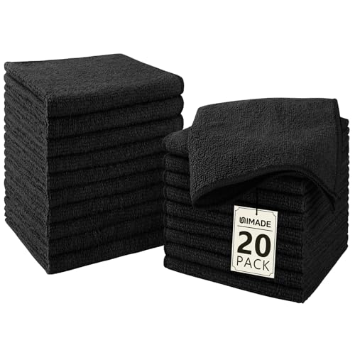 UNIMADE Washcloths 20 Pack Face Towels (12" x 12"), Highly Soft Wash Cloths - color: Black, size: 20Pack