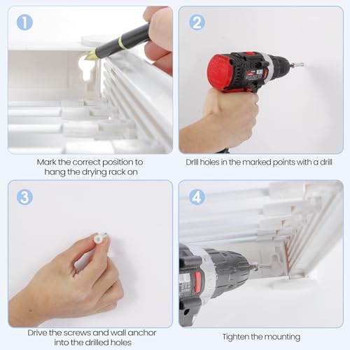 Wall Mounted Clothes Drying Rack 27.56", Foldable Retractable Garment Hanger with Towel Pole, Heavy Duty Space Saving Laundry Drying Rack for Balcony, Laundry Room, Bedroom, Bathroom (With towel pole) - size: With towel pole