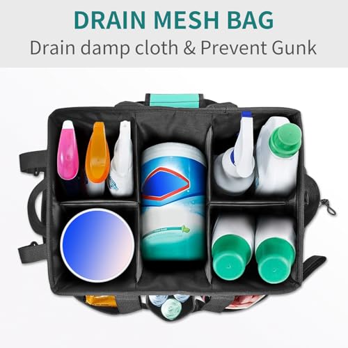 Compact Wearable Cleaning Supplie Bag with Handle Shoulder Straps - color: Green