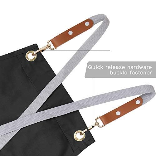 Chef Apron-Cross Back Apron for Men Women with Adjustable Straps - color: Black