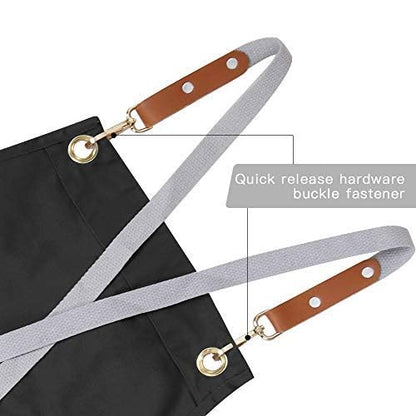 Chef Apron-Cross Back Apron for Men Women with Adjustable Straps - color: Black