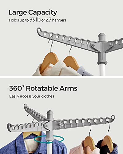 SONGMICS Clothes Drying Rack, 61.6-Inch Drying Rack, 3 Rotatable Arms - color: Gray + White, style: 1-Tier