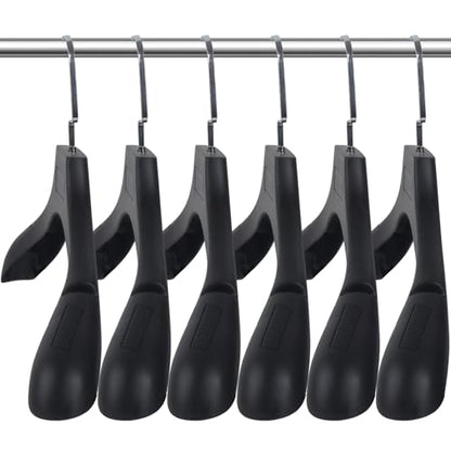 DEDU Suit Hangers for Men 10 Pack, Sweater Hangers No Shoulder Bump Non Slip Width 17.7", Plastic Clothes Hangers Black with Metal Hook - color: Black-10