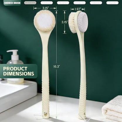 Back Scrubber for Shower, Long Handle Body Brush, Light Yellow - color: Yellow