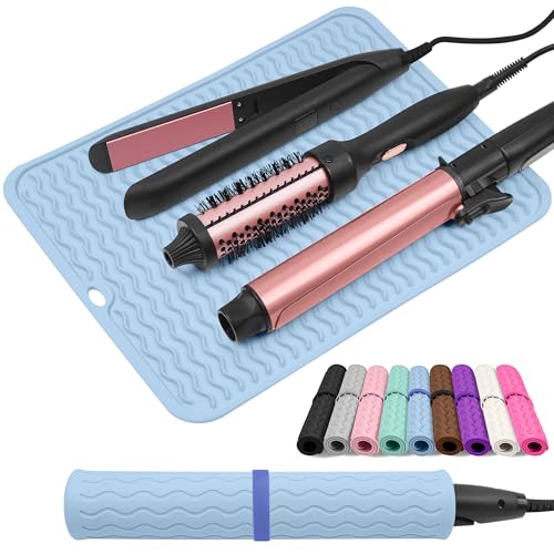 Oversize Silicone Heat Resistant Mat for Hair Tools - color: Blue