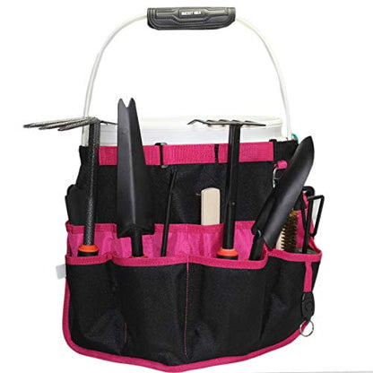 MELOTOUGH Bucket Caddy Organizer Bucket Tool Organizer for Garden Tools Fit 3.5 to 5 Gallon Bucket (Pink and Green) - color: Pink and Green