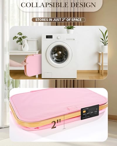 Laundry Hamper with Wheels, 75L Rolling Laundry Basket, Removable Inner Bag - color: Pink, size: 75L