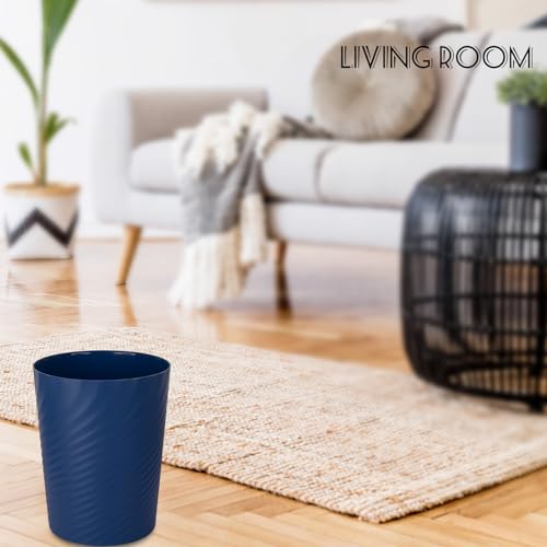 UUJOLY Plastic Small Bathroom Trash Can Wastebasket Garbage Can, Navy Blue - color: Navy Blue, size: 1.8 Gallon/1 Pack