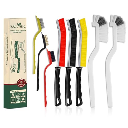 8 Pcs Crevice Cleaning Brush Set Hard Bristle Tools for Narrow Spaces - color: Pack of 8 - Assorted Colors - Set B