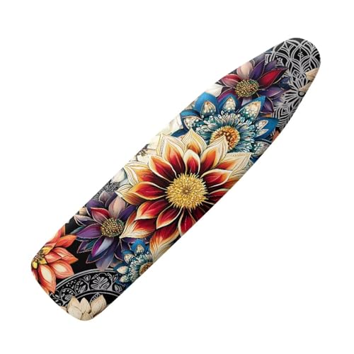 Boho Flower Ironing Board Cover Standard Ironing Board Cover with Elastic Edge and Hook and Loop Fasteners Heat-Reflective Fabric - color: Boho Flower