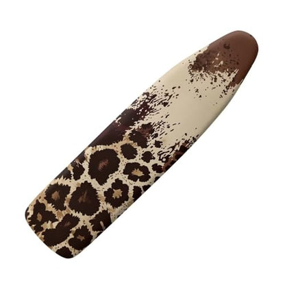 Cheetah Cow Print Ironing Board Cover Soft Stretchy Household Iron Board Covers with Elasticized Edges Fits Standard 54" x 15" Inch Boards Non Stick Stain Scorch Resistant - color: Brown - Cheetah Cow