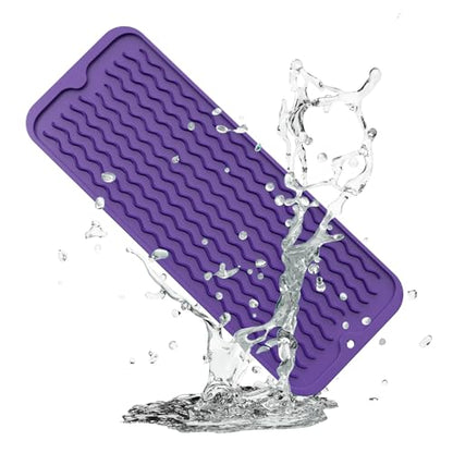 ZLR Small Dish Drying Mat for Kitchen Counter, 6"x17", Meadow Violet - color: Meadow Violet, size: 17" x 6"