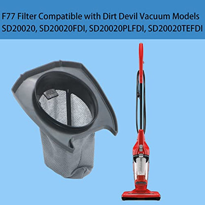 2 Pack F77 Filter Compatible with Dirt Devil 3 in 1 Bagless Vacuum Stick Models SD20020, SD20020FDI, SD20020PLFDI, SD20020TEFDI, Compare to Part# 440003993, RO-440003993 - size: 2 Pack