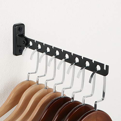 Alise Clothes Drying Rack Wall Mounted,Foldable Coat Hanger Black,1P - color: Black, size: (1 Pack)1008 8-Holes