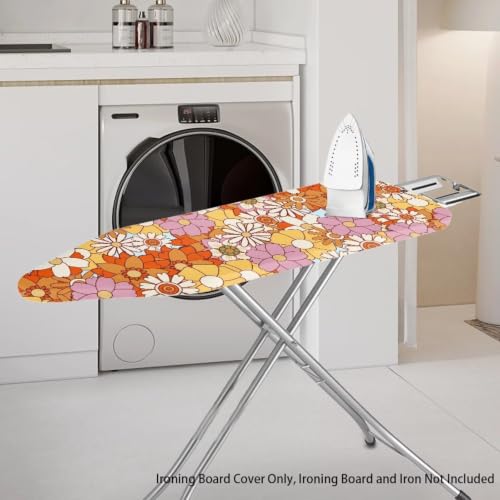 Home Ironing Board Cover, Heat Reflective Hippie Flower Ironing Board Cushion with Elastic Edge - color: Hippie Flower