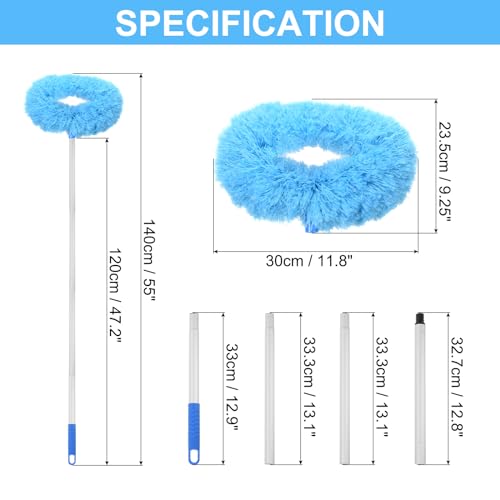 PATIKIL Ceiling Fan Cleaner Duster, 12.9" to 47.2", Microfiber Duster Extendable Handle Fan Blade Cleaning Tool Removable Washable for Furniture Blind, Blue - color: Blue