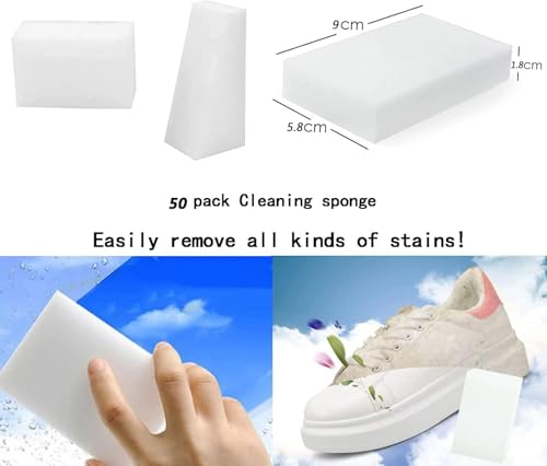 50 Pack Magic Cleaning Sponges Eraser,Multi-Functional Premium Melamine Sponge Foam Cleaning Pads,Dish,Household Cleaning Scrub Sponge for Kitchen,Furniture,Bathroom - size: 50 Pack