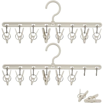 Foshine Clothes Hanger 2 Pack with 8 Clips,Clothes Drying Racks for Drying - color: Gray