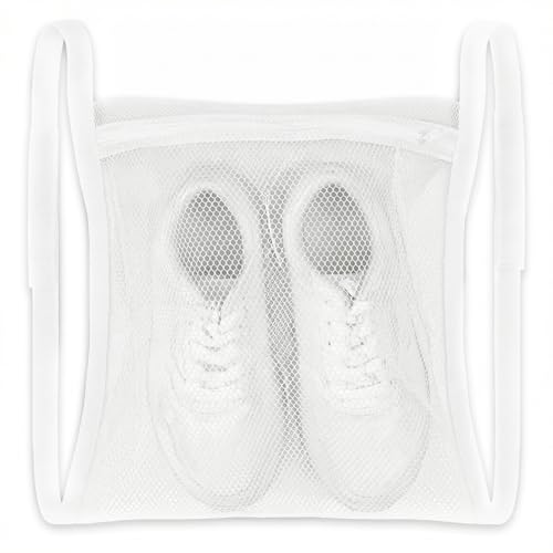Shoe Dryer Bag Sneaker Wash & Dry Net Bag for Dryer Laundry, Sneaker Laundry HoneyComber Mesh Bags with Zipper and Strap for Shoes Washing Mesh Net for Most Dryers Door 15.7" Large